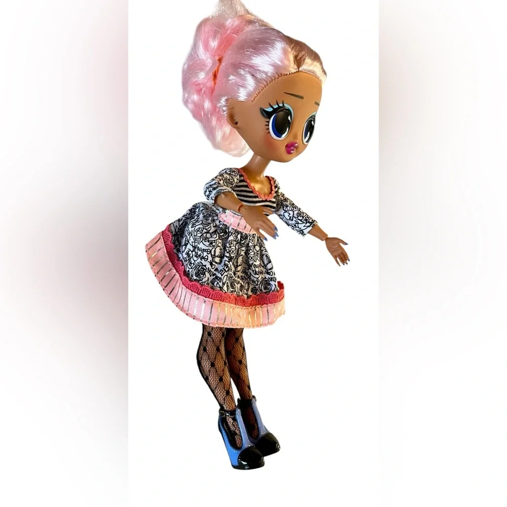 MGA L.O.L. Miss Sundae Doll with Retro Inspired Pink-Trim Striped Bodice Dress